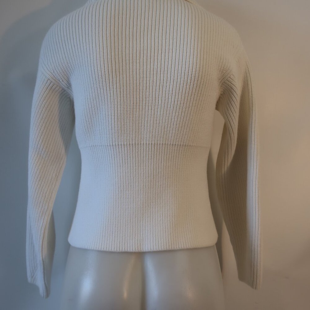Vince Cream Ribbed Button-Up Cardigan - Picture 8 of 9